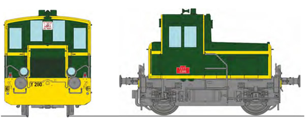 REE Modeles MB-148 - French Shunting Locomotive Class Y 2103 SNCF green 301, yellow front beam, yellow strip, grey frame